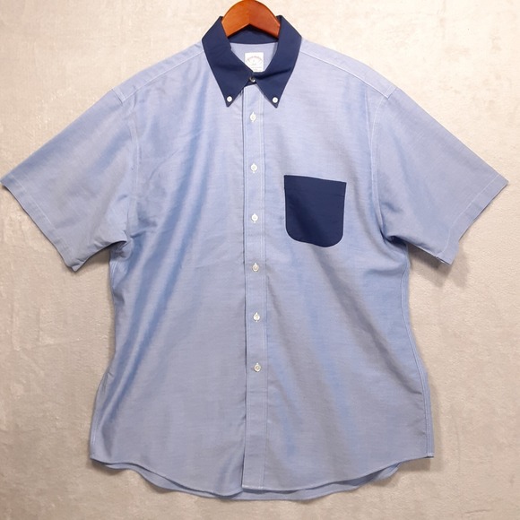 Brooks Brothers Other - Brooks Brothers 346 Mens Duo Tone Short Sleeve Button Shirt Sz.Large/Light Blue
